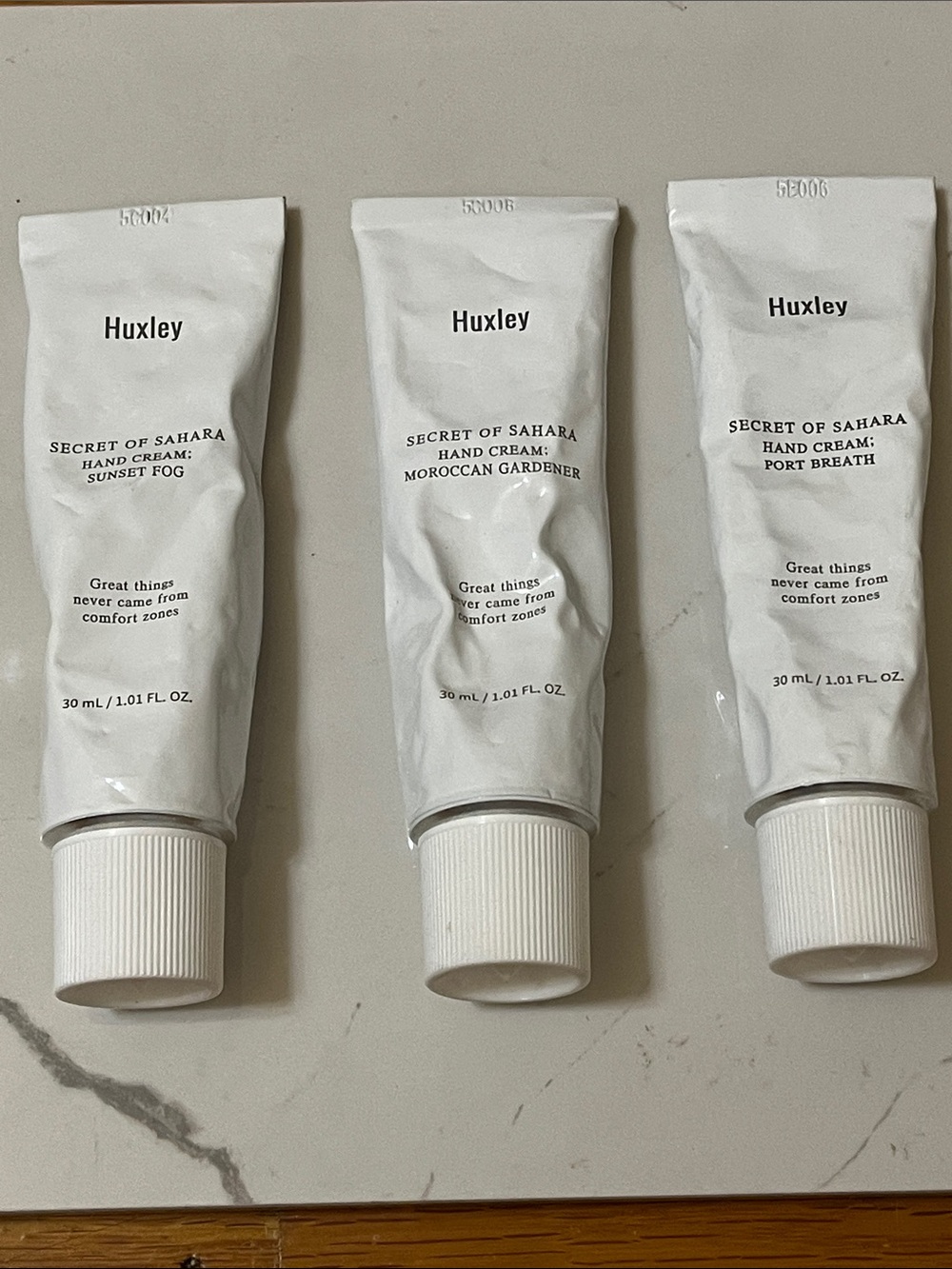 Huxley secret of Sahara hand cream port beach Moroccan Gardner sunset fog